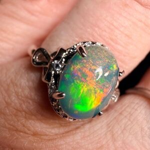 2.5 carat Ethiopian opal adjustable ring